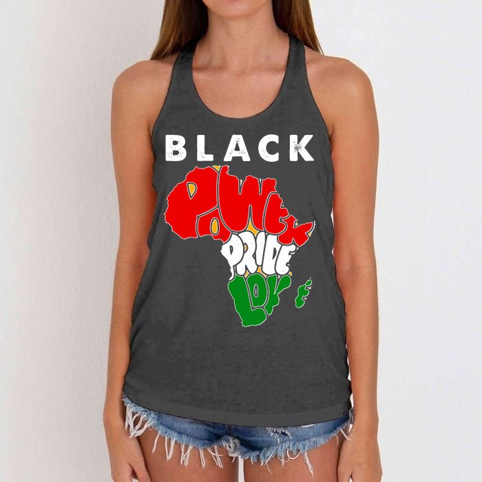 Black Power Pride Love Black History Month Women's Knotted Racerback Tank