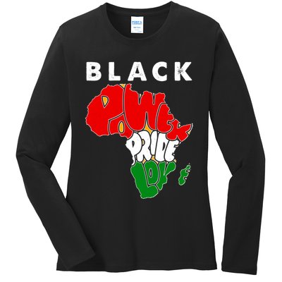 Black Power Pride Love Black History Month Ladies Long Sleeve Shirt