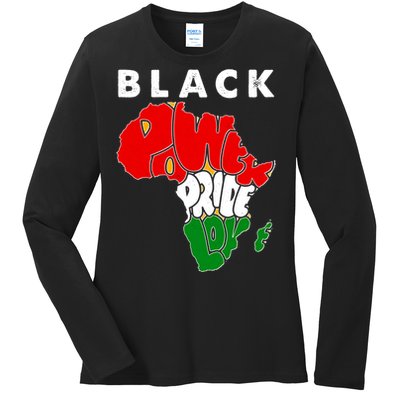 Black Power Pride Love Black History Month Ladies Long Sleeve Shirt