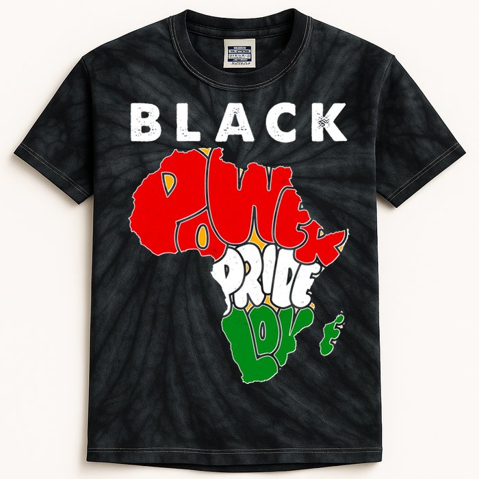 Black Power Pride Love Black History Month Kids Tie-Dye T-Shirt