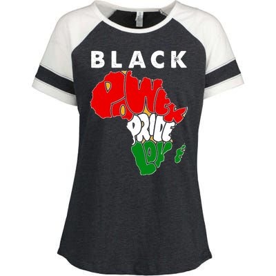 Black Power Pride Love Black History Month Enza Ladies Jersey Colorblock Tee