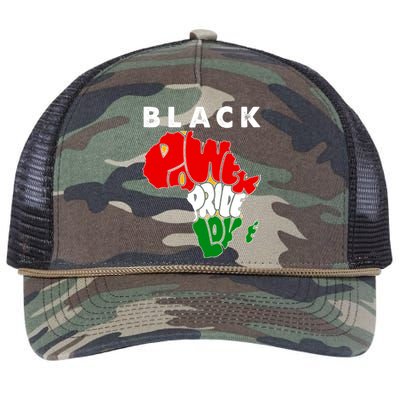 Black Power Pride Love Black History Month Retro Rope Trucker Hat Cap