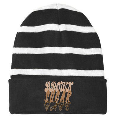 Black Pride Brown Sugar Babe Melanin Striped Beanie with Solid Band