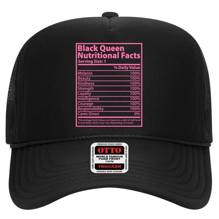 Black Queen Nutritional Facts High Crown Mesh Back Trucker Hat