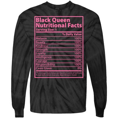 Black Queen Nutritional Facts Tie-Dye Long Sleeve Shirt