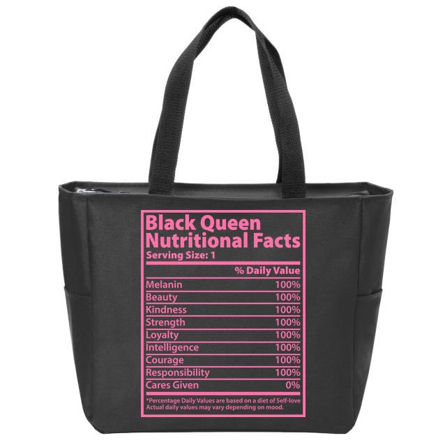 Black Queen Nutritional Facts Zip Tote Bag