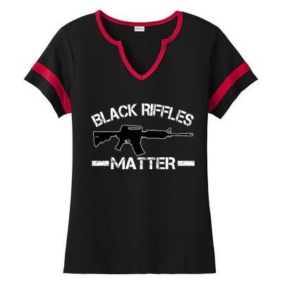 Black Riffles Matter Ladies Halftime Notch Neck Tee