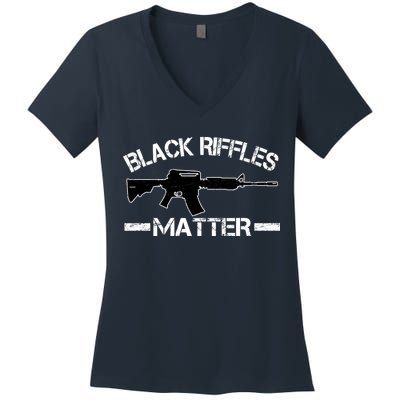 Black Riffles Matter Women's V-Neck T-Shirt