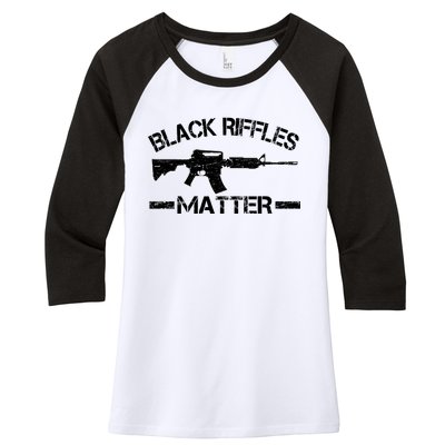 Black Riffles Matter Women's Tri-Blend 3/4-Sleeve Raglan Shirt