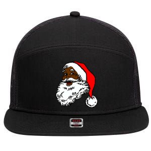 Black Santa Claus Christmas 7 Panel Mesh Trucker Snapback Hat