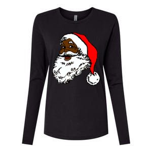 Black Santa Claus Christmas Womens Cotton Relaxed Long Sleeve T-Shirt