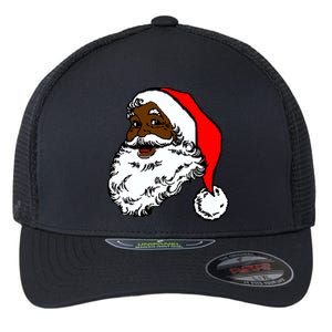 Black Santa Claus Christmas Flexfit Unipanel Trucker Cap