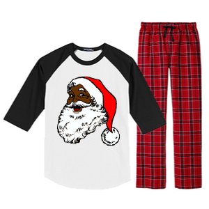 Black Santa Claus Christmas Raglan Sleeve Pajama Set