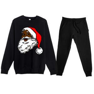 Black Santa Claus Christmas Premium Crewneck Sweatsuit Set