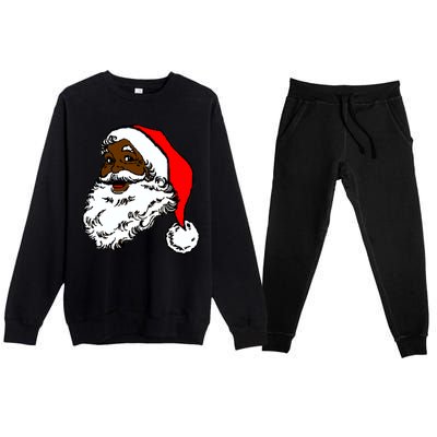 Black Santa Claus Christmas Premium Crewneck Sweatsuit Set