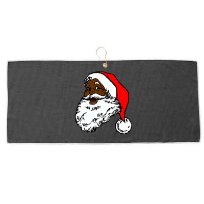 Black Santa Claus Christmas Large Microfiber Waffle Golf Towel