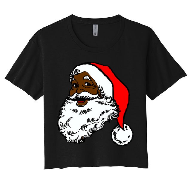 Black Santa Claus Christmas Crop Top