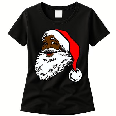 Black Santa Claus Christmas Womens T-Shirt