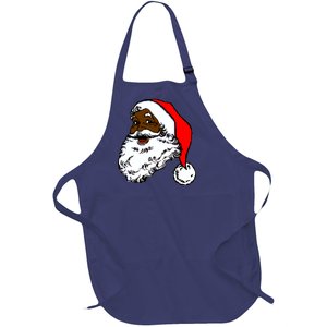 Black Santa Claus Christmas Full-Length Apron With Pockets