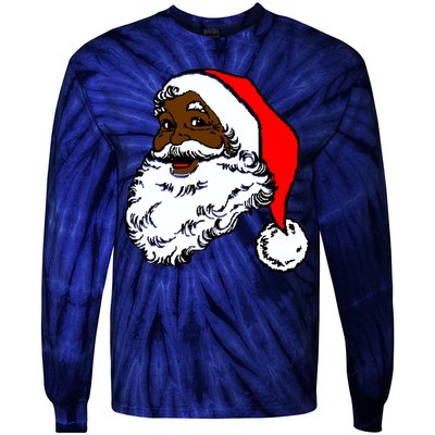 Black Santa Claus Christmas Tie-Dye Long Sleeve Shirt