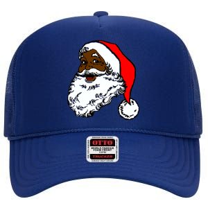 Black Santa Claus Christmas High Crown Mesh Back Trucker Hat