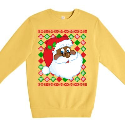 Black Santa Claus Ugly Christmas Sweater Premium Crewneck Sweatshirt