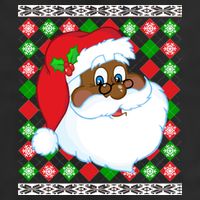 Black Santa Claus Ugly Christmas Sweater 7 Panel Mesh Trucker Snapback Hat