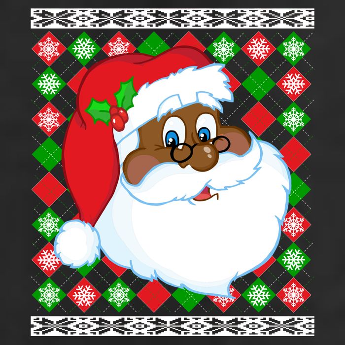 Black Santa Claus Ugly Christmas Sweater 7 Panel Mesh Trucker Snapback Hat