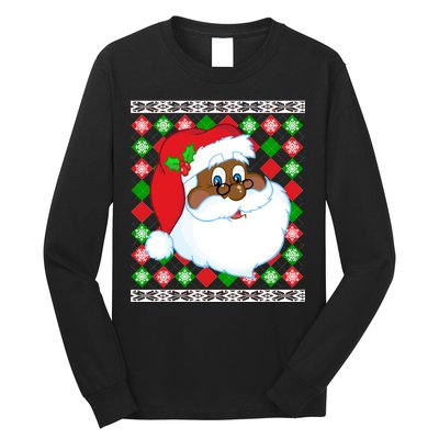 Black Santa Claus Ugly Christmas Sweater Long Sleeve Shirt