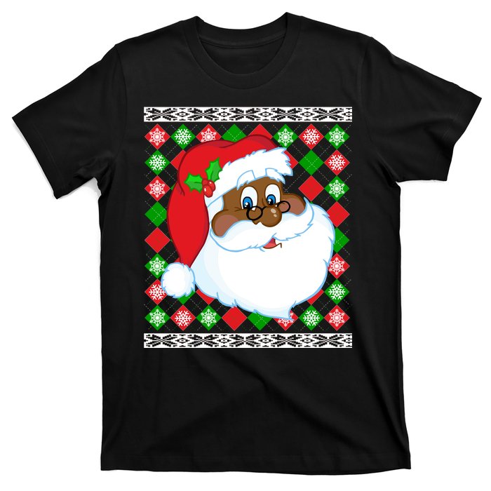 Black Santa Claus Ugly Christmas Sweater T-Shirt