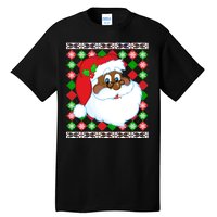 Black Santa Claus Ugly Christmas Sweater Tall T-Shirt