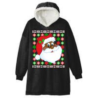 Black Santa Claus Ugly Christmas Sweater Hooded Wearable Blanket