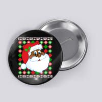 Black Santa Claus Ugly Christmas Sweater Button