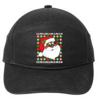 Black Santa Claus Ugly Christmas Sweater 7-Panel Snapback Hat