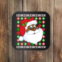 Black Santa Claus Ugly Christmas Sweater Coaster