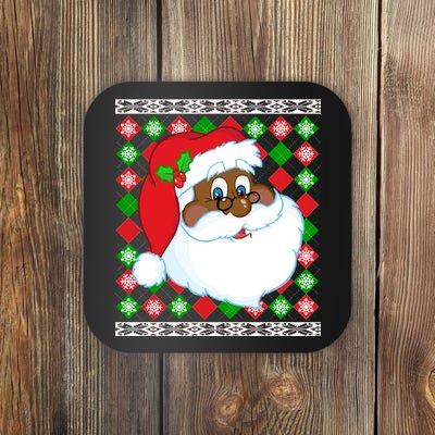 Black Santa Claus Ugly Christmas Sweater Coaster