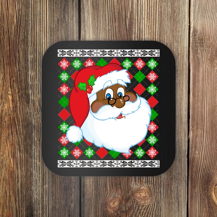 Black Santa Claus Ugly Christmas Sweater Coaster