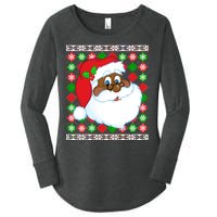 Black Santa Claus Ugly Christmas Sweater Women's Perfect Tri Tunic Long Sleeve Shirt