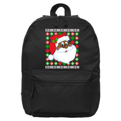 Black Santa Claus Ugly Christmas Sweater 16 in Basic Backpack
