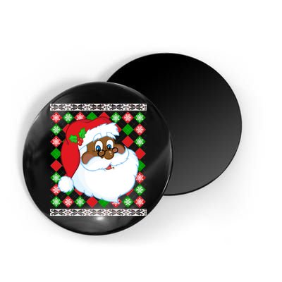 Black Santa Claus Ugly Christmas Sweater Magnet