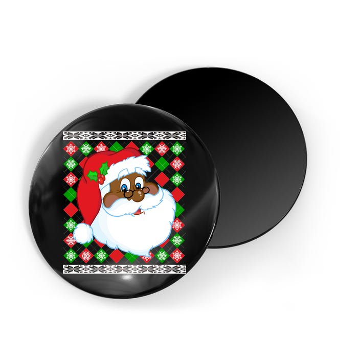 Black Santa Claus Ugly Christmas Sweater Magnet