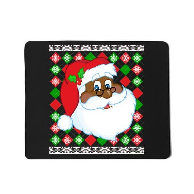 Black Santa Claus Ugly Christmas Sweater Mousepad