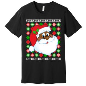 Black Santa Claus Ugly Christmas Sweater Premium T-Shirt