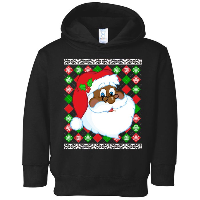 Black Santa Claus Ugly Christmas Sweater Toddler Hoodie