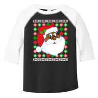 Black Santa Claus Ugly Christmas Sweater Toddler Fine Jersey T-Shirt