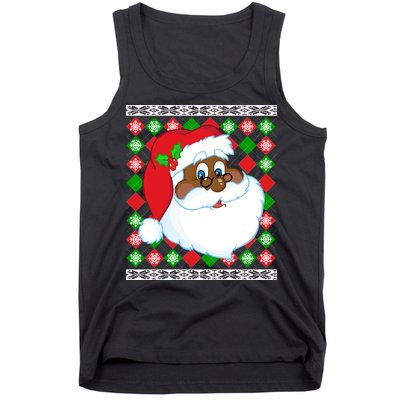 Black Santa Claus Ugly Christmas Sweater Tank Top
