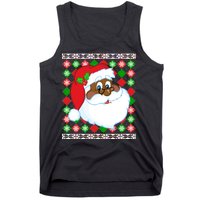 Black Santa Claus Ugly Christmas Sweater Tank Top