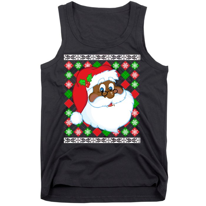 Black Santa Claus Ugly Christmas Sweater Tank Top