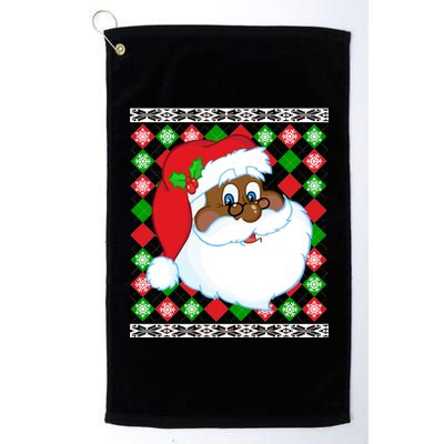 Black Santa Claus Ugly Christmas Sweater Platinum Collection Golf Towel