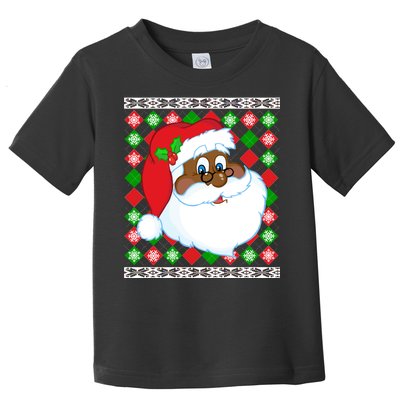 Black Santa Claus Ugly Christmas Sweater Toddler T-Shirt